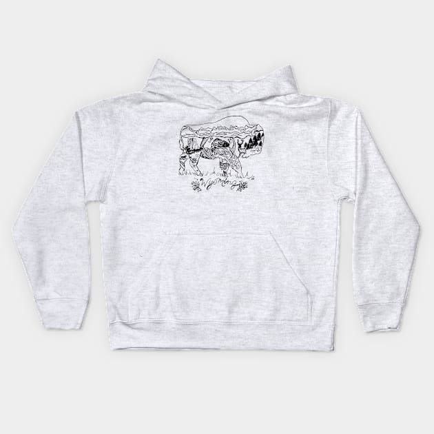 Roaming Buffalo Kids Hoodie by zwaite3g